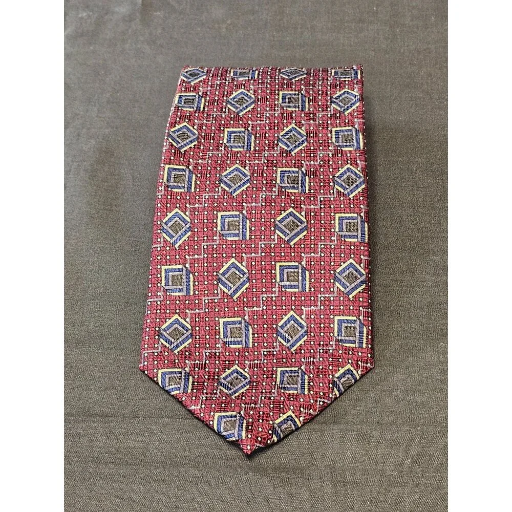 Vintage Louis Feraud Geometric Pattern Silk Tie - Picture 3 of 10